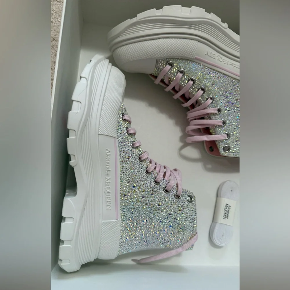 Alexander McQUEEN Tread Slick Crystal Embellished High Top Sneaker